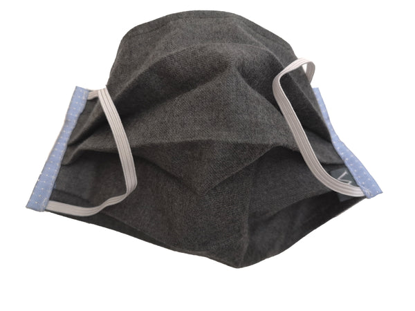 The Wardrobe Sartorial Face Mask, Mid grey Wool/Silk/Cotton