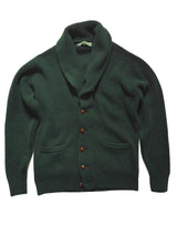 The Wardrobe Sweater Bottle Green Shawl collar cardigan Pure camelhair