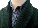 The Wardrobe Sweater Bottle Green Shawl collar cardigan Pure camelhair