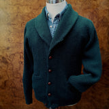 The Wardrobe Sweater Bottle Green Shawl collar cardigan Pure camelhair