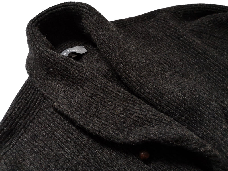 The Wardrobe Sweater Charcoal Grey Shawl collar cardigan Pure camelhair