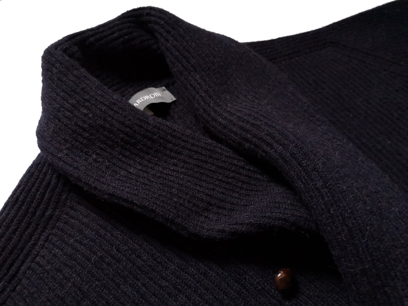 The Wardrobe Sweater Navy Blue Shawl collar cardigan Pure camelhair