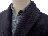 The Wardrobe Sweater Navy Blue Shawl collar cardigan Pure camelhair