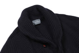 The Wardrobe Sweater Navy Blue Shawl Collar, Cardigan, 4-ply pure cashmere