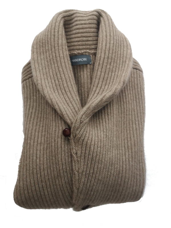 The Wardrobe Sweater Natural Shawl Collar, Cardigan 4-ply Cashmere