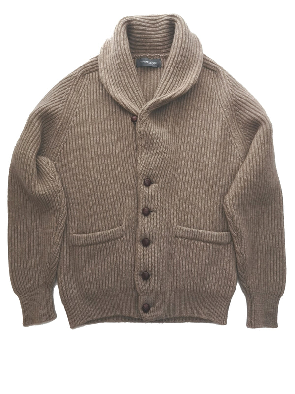 The Wardrobe Sweater Natural Shawl Collar, Cardigan 4-ply Cashmere