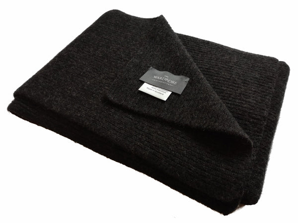 The Wardrobe Scarf Charcoal Grey Pure knitted cashmere PRE-ORDER