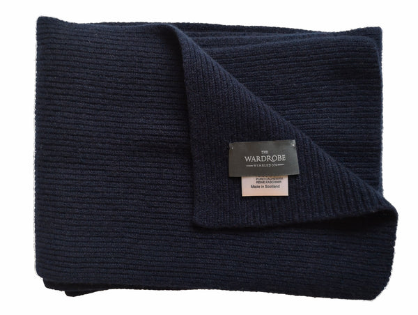 The Wardrobe Scarf Navy blue Pure knitted cashmere PRE-ORDER