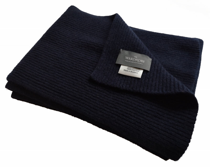 The Wardrobe Scarf Navy blue Pure knitted cashmere PRE-ORDER