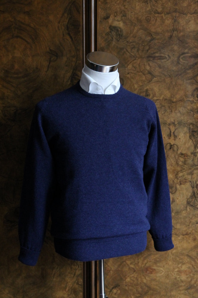 The Wardrobe Sweater Blue heather, crew neck, pure lambswool