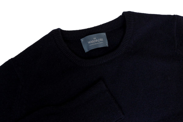 The Wardrobe Sweater Navy, crew neck, pure lambswool