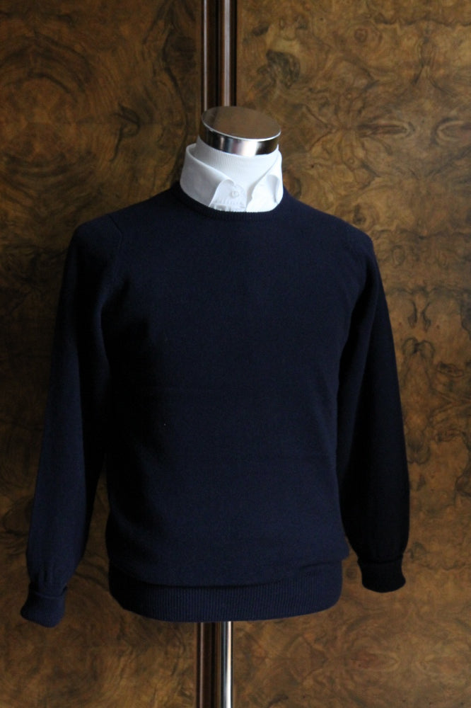The Wardrobe Sweater Navy, crew neck, pure lambswool
