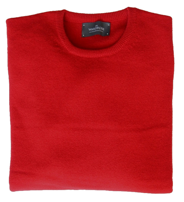 The Wardrobe Sweater, Cardinal Red, crew neck, pure lambswool