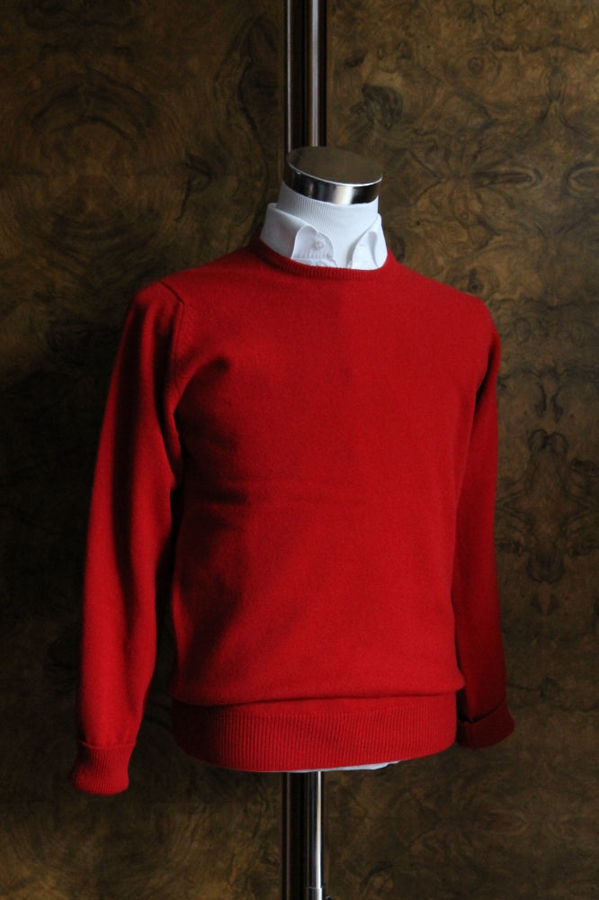 The Wardrobe Sweater, Cardinal Red, crew neck, pure lambswool