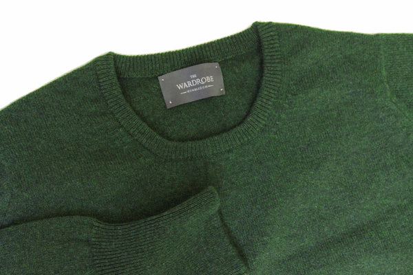 The Wardrobe Sweater, Rosemary green, crew neck, pure lambswool