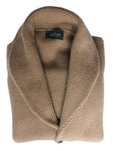 The Wardrobe Sweater Natural Camel Shawl Collar, Cardigan Pure camelhair