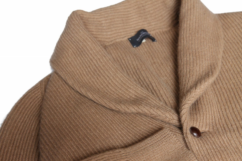 The Wardrobe Sweater Natural Camel Shawl Collar, Cardigan Pure camelhair