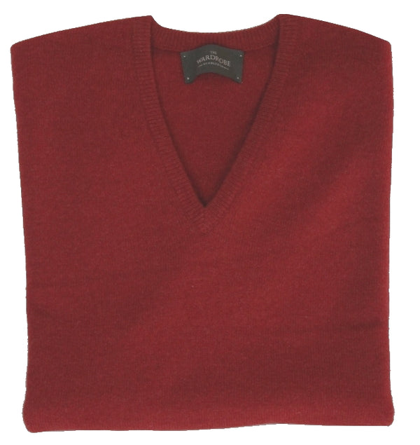 The Wardrobe Sweater, Poppy red, v neck, pure lambswool