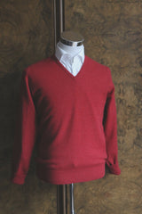 The Wardrobe Sweater, Poppy red, v neck, pure lambswool