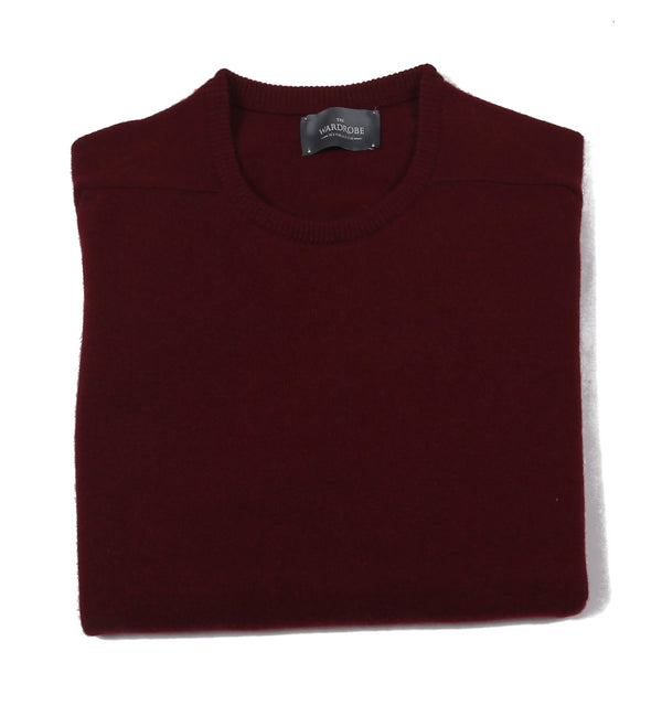 The Wardrobe Sweater: Bordeaux Crew neck, pure lambswool