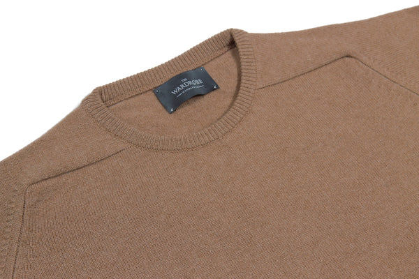 The Wardrobe Sweater: Camel/Tan, Crew neck, pure lambswool