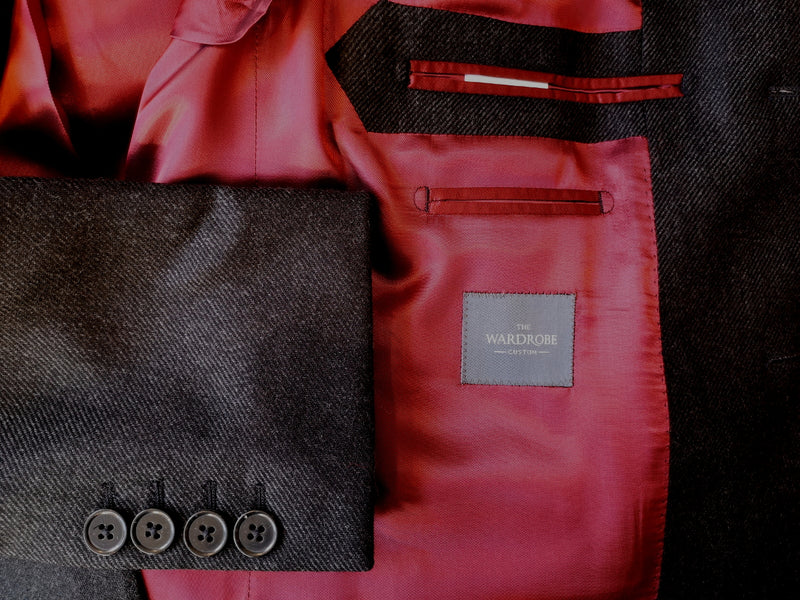 The Wardrobe Coat, Charcoal Twill, 3-Button Loro Piana wool