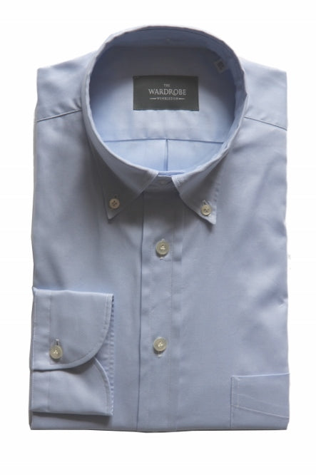 The Wardrobe Dress Shirt Blue button down collar Thomas Mason oxford cotton