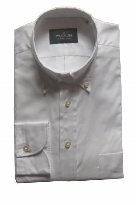 The Wardrobe Dress Shirt White button down collar Thomas Mason oxford cotton