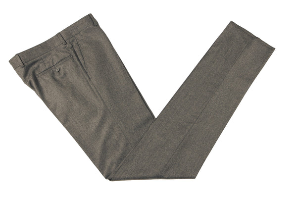 The Wardrobe Trousers: Light Charcoal Flat front VBC Wool Doeskin Flannel