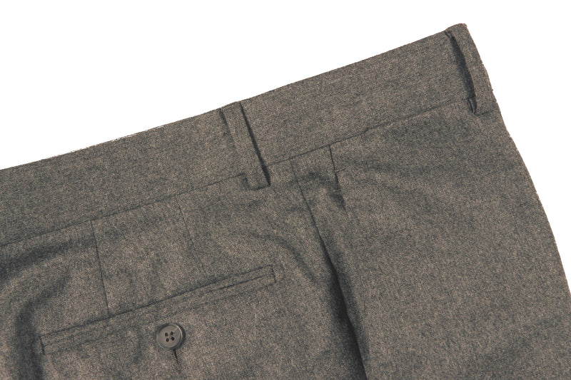 The Wardrobe Trousers: Light Charcoal Flat front VBC Wool Doeskin Flannel