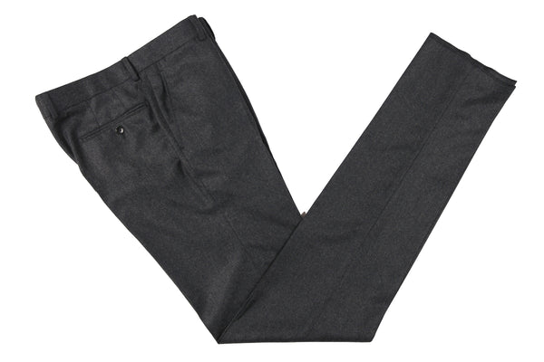 The Wardrobe Trousers: Medium Charcoal Flat front VBC Wool Doeskin Flannel