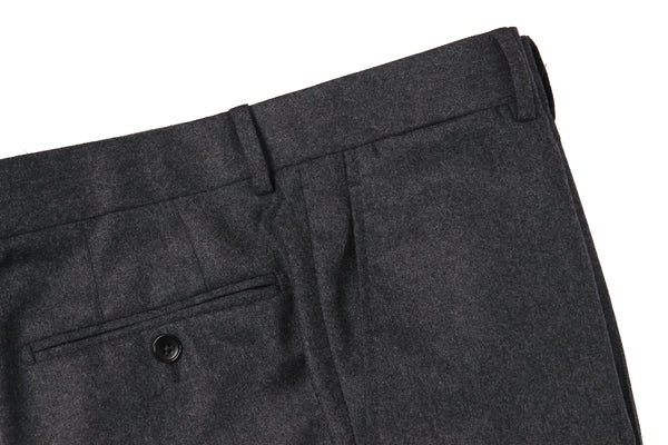 The Wardrobe Trousers: Medium Charcoal Flat front VBC Wool Doeskin Flannel