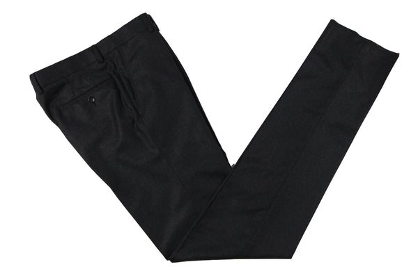 The Wardrobe Trousers: Dark Charcoal Flat front VBC Wool Doeskin Flannel