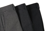 The Wardrobe Trousers: Dark Charcoal Flat front VBC Wool Doeskin Flannel