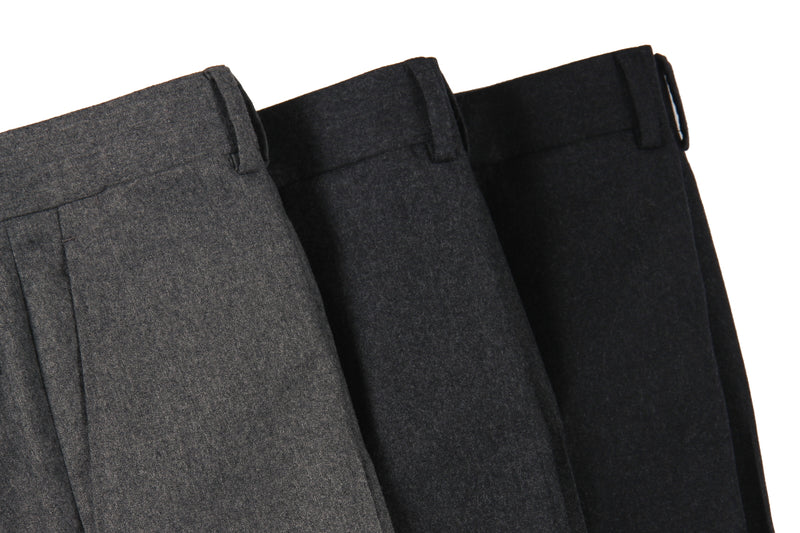 The Wardrobe Trousers: Medium Charcoal Flat front VBC Wool Doeskin Flannel