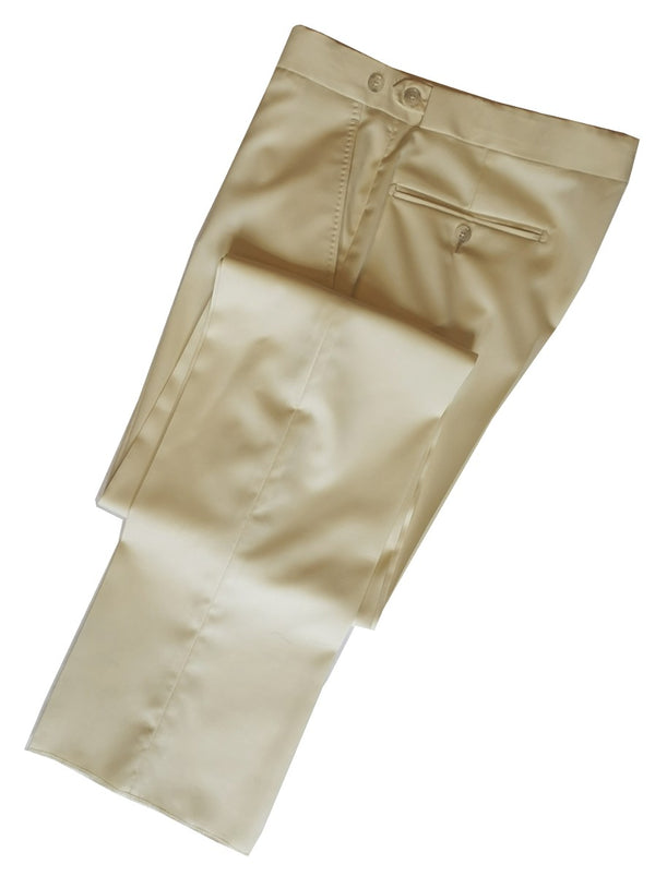 The Wardrobe Trousers Cream Wool 110's, Flat front, buttoned side adjusters, pure wool from VBC