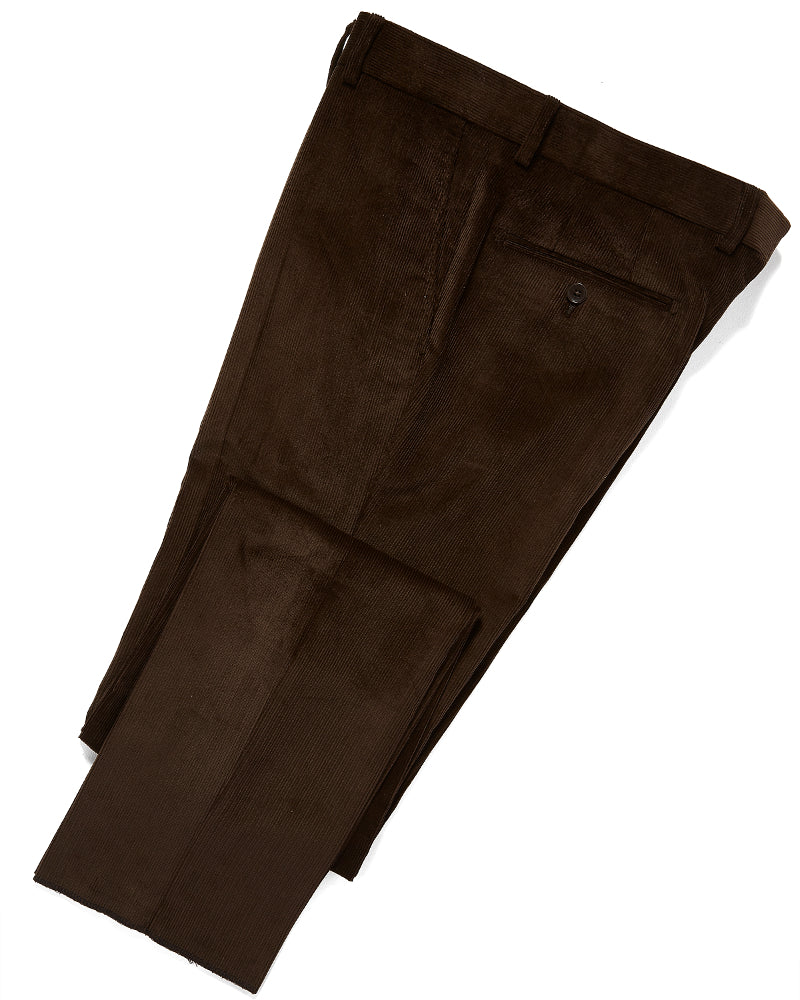 The Wardrobe Trousers, Brown , Flat Front, Cotton Corduroy