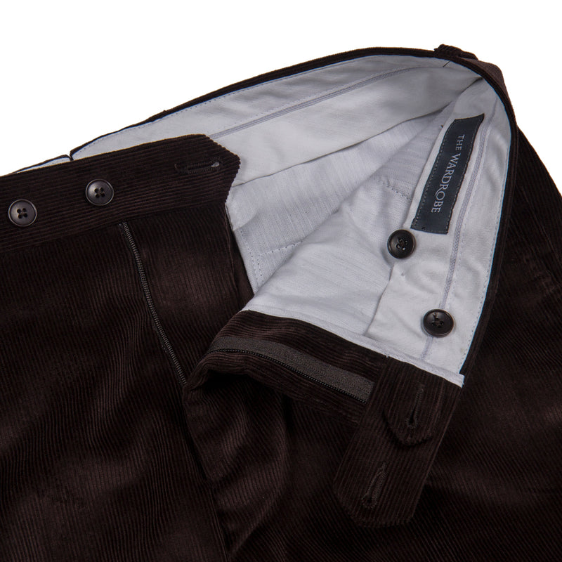 The Wardrobe Trousers, Brown , Flat Front, Cotton Corduroy