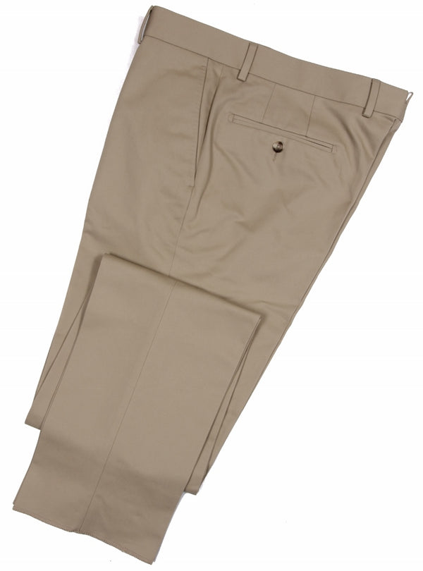 The Wardrobe Trousers, Stone, Flat Front, Cotton Twill