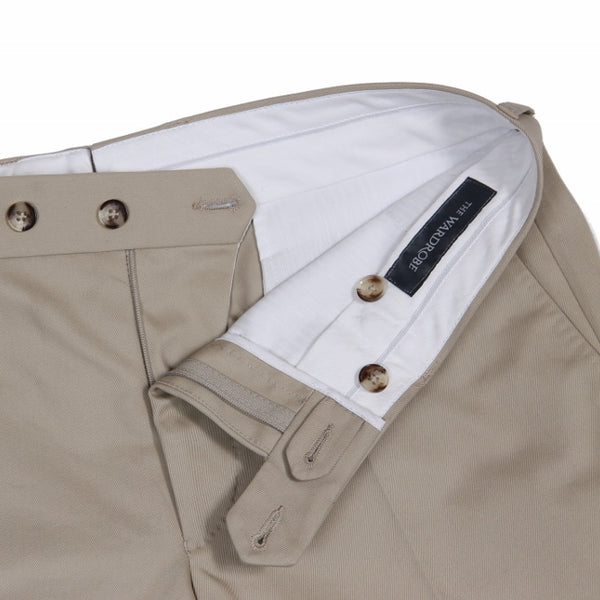 The Wardrobe Trousers, Stone, Flat Front, Cotton Twill