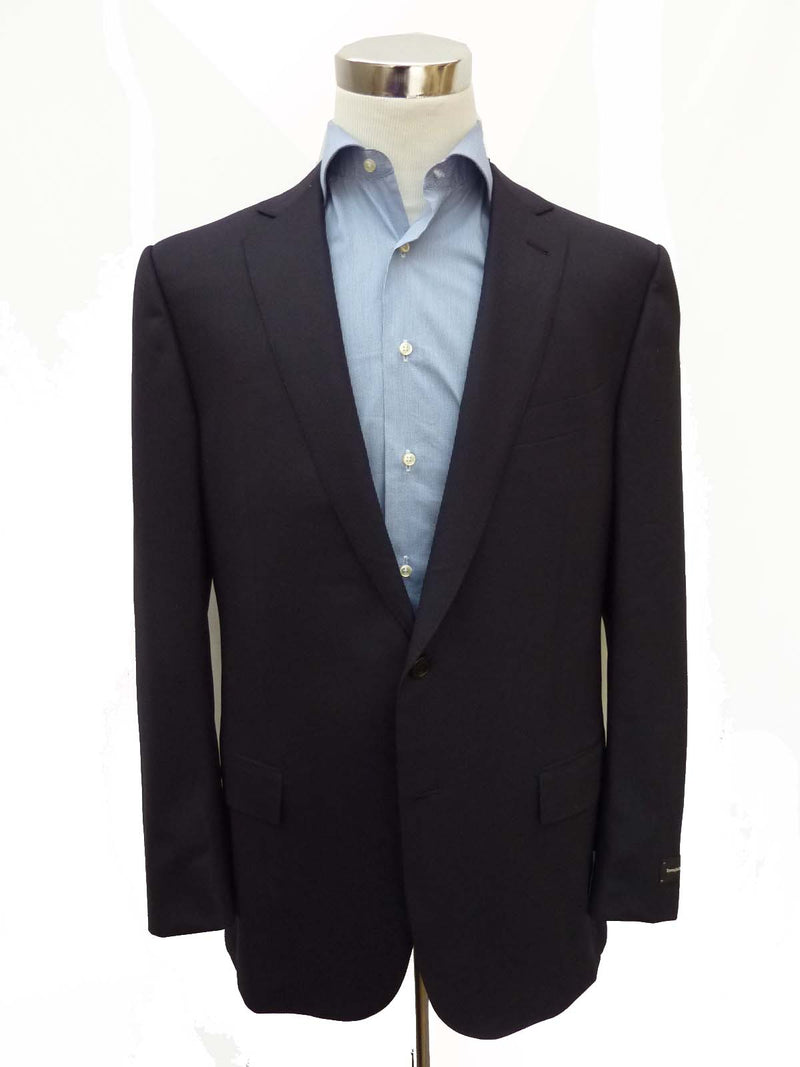 Zegna Sport Coat 44R 2-Button Navy Wool Hopsack