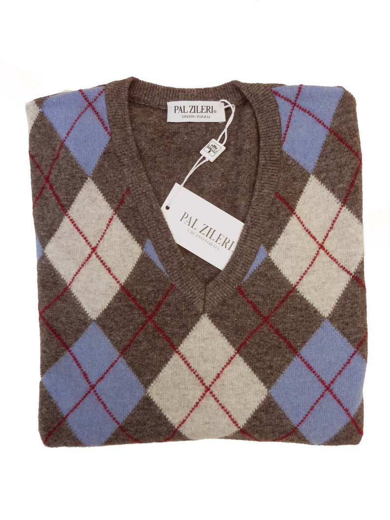 Pal Zileri Sweater: Grey & Blue Argyle