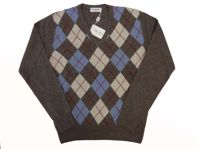 Pal Zileri Sweater: Grey & Blue Argyle